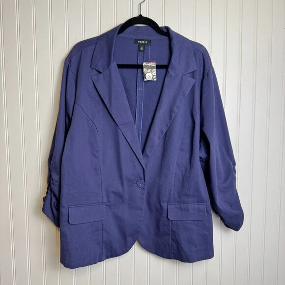 Torrid Purple/Blue NWT One Button Blazer Ruched Sleeve Q16 - Picture 1 of 6